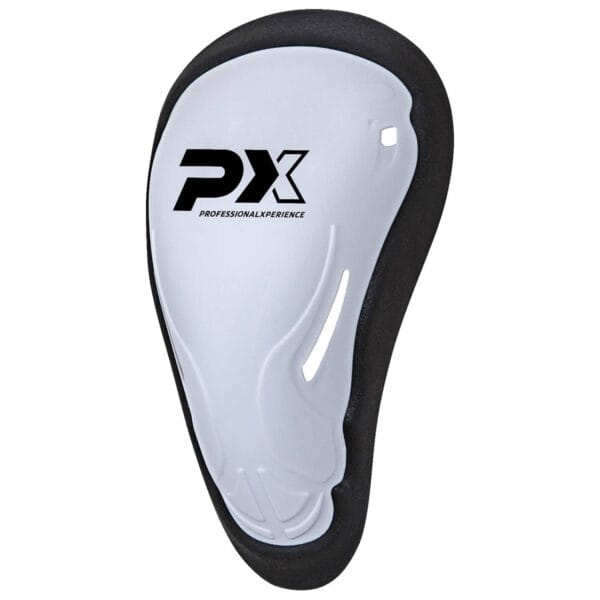 Ein weiss-schwarzer Pantalbecher mit dem Wort „px“ und der Tiefschutz von PX – PHOENIX
