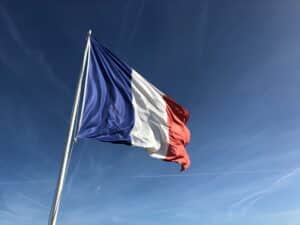 Kung-fu in France flag under blue sky